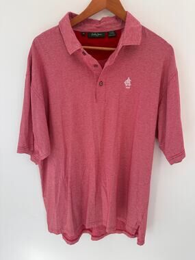 BOBBY JONES Red & White Striped Pima Cotton Polo // XL
